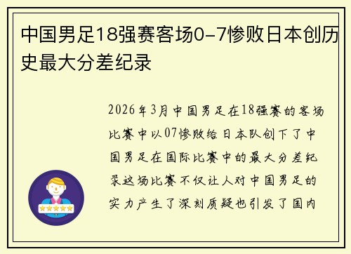 中国男足18强赛客场0-7惨败日本创历史最大分差纪录